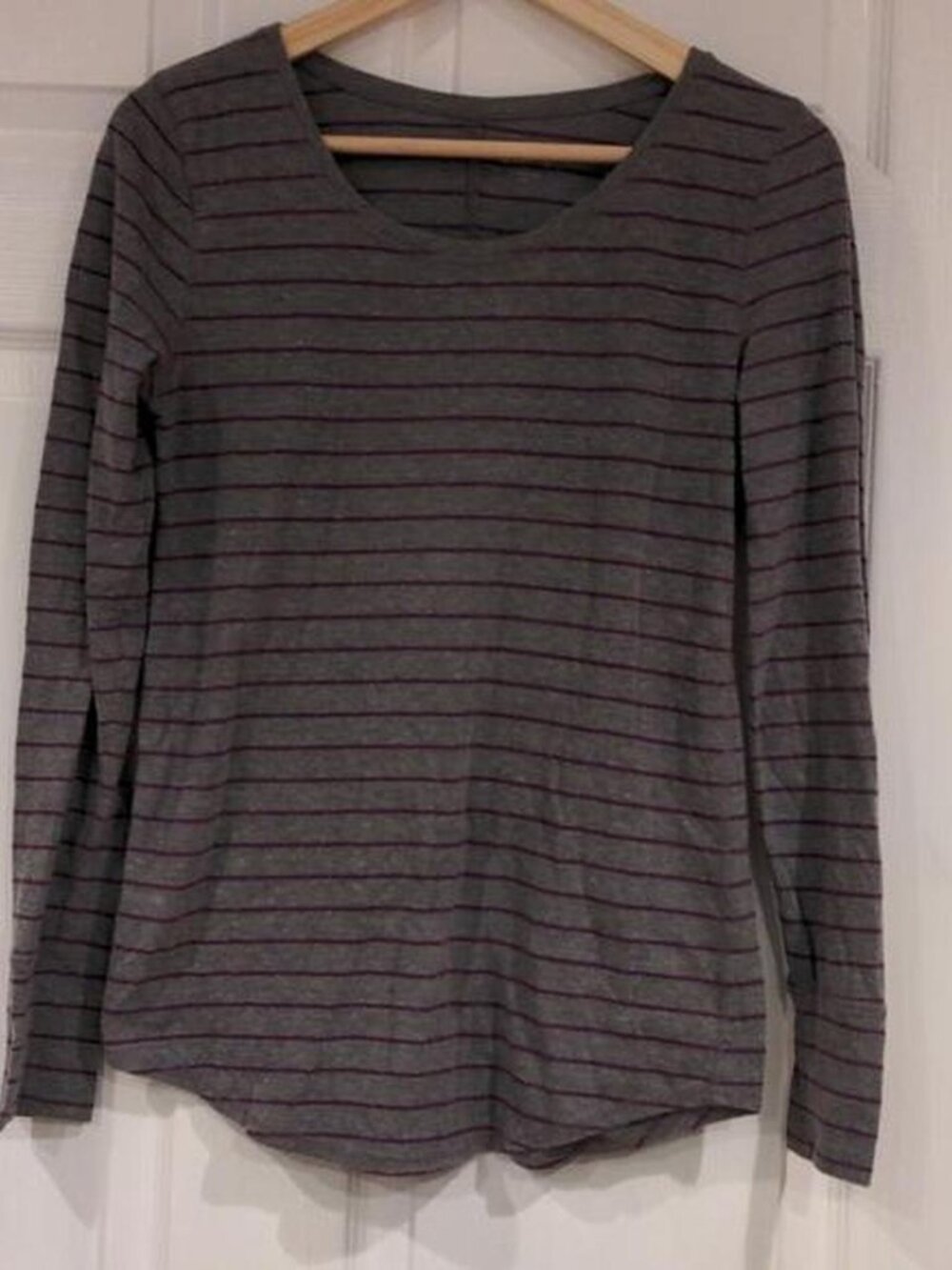 LOFT Women's Purple and Grey long sleeve T-shirt S
